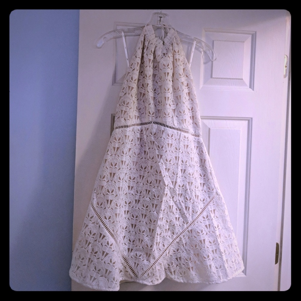 J.O.A. white lace halter dress